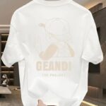 Kadın T-Shirt "GANDHI The Project" Baskılı Kısa Kollu tişört - Beyaz