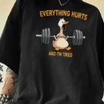 T-Shirt Ördek Baskılı Bisiklet Yakalı T-Shirt - Siyah