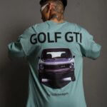 Erkek Oversize Tişört Golf GTI Retro Araba Baskılı T-shirt - Mint Yeşili