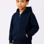 Erkek Çocuk Kapüşonlu Kanguru Cepli Tam Fermuarlı Hırka SweatShirt - Lacivert