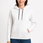 Kadın Kapüşonlu Kanguru Cepli 3 İplik Pamuklu Oversize Hoodie Sweatshirt - Beyaz