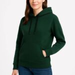 3 İplik Pamuklu Kapüşonlu Kanguru Cepli Sweatshirt hoodie - Haki
