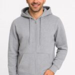 3 İplik Pamuklu Kapüşonlu Tam Fermuarlı Cepli Hoodie Sweatshirt - Gri