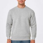 Erkek 3 İplik Pamuklu Düz Bisiklet Yaka SweatShirt - Gri