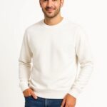 Erkek 3 İplik Pamuklu Düz Bisiklet Yaka SweatShirt - Beyaz