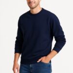 3 İplik Pamuklu Düz Bisiklet Yaka SweatShirt - Lacivert