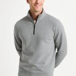 Erkek Dik Yaka Yarım Fermuarlı 3 İplik Pamuklu Sweatshirt - Gri