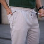 Erkek Keten Cepli Çıma Dikişli jogger Buggy Pantalon Rahat kalıp - Gri