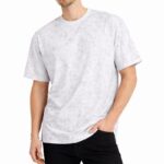 Erkek Asit Yıkama Bisiklet Yaka Kısa Kollu Oversize T-Shirt Tişört - Beyaz