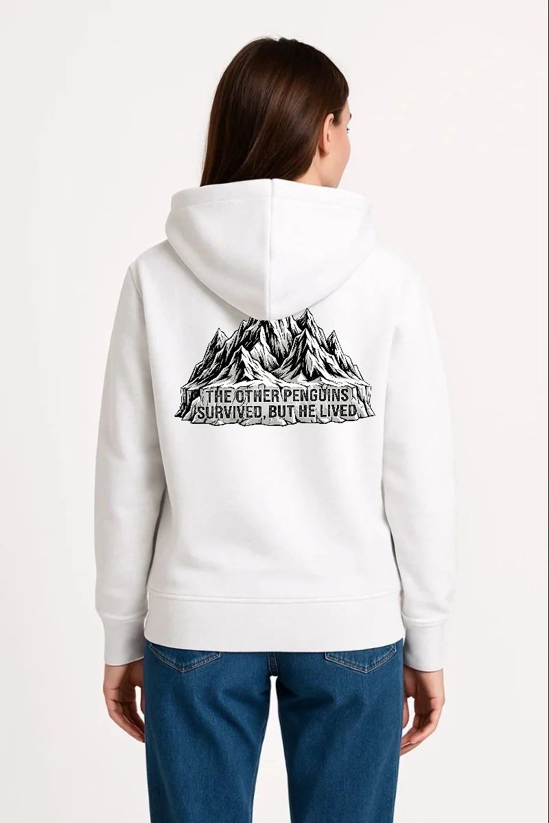 vlmrtr-9382_697b61c6da569-4071493-sw800sh1200-3o9e2gpz.jpg Kadın 3 İplik Pamuklu Kapüşonlu Hoodie Sweatshirt Nihilist Penguen Baskılı - Beyaz - Görsel 1