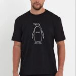 T-Shirt Nihilist Penguen Baskılı Bisiklet Yaka T-Shirt - Siyah