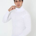 Erkek Fitilli Kaşkorse Kumaş Boğazlı Full Likralı Slimfit Body - Beyaz