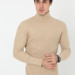 Erkek Fitilli Kaşkorse Kumaş Boğazlı Full Likralı Slimfit Body - Bej