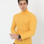 Erkek Fitilli Kaşkorse Kumaş Boğazlı Full Likralı Slimfit Body - Sarı