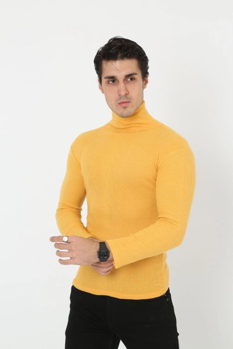 vlmrtr-9412_697cd94ed7568-58249074-sw853sh1280-1ae6zszb.jpg Erkek Fitilli Kaşkorse Kumaş Boğazlı Full Likralı Slimfit Body - Sarı - Görsel 1