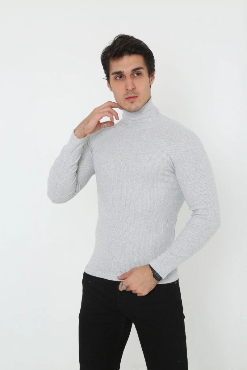 vlmrtr-9413_697cd9881c020-34130999-sw853sh1280-14p5897q.jpg Erkek Fitilli Kaşkorse Kumaş Boğazlı Full Likralı Slimfit Body - Gri - Görsel 1