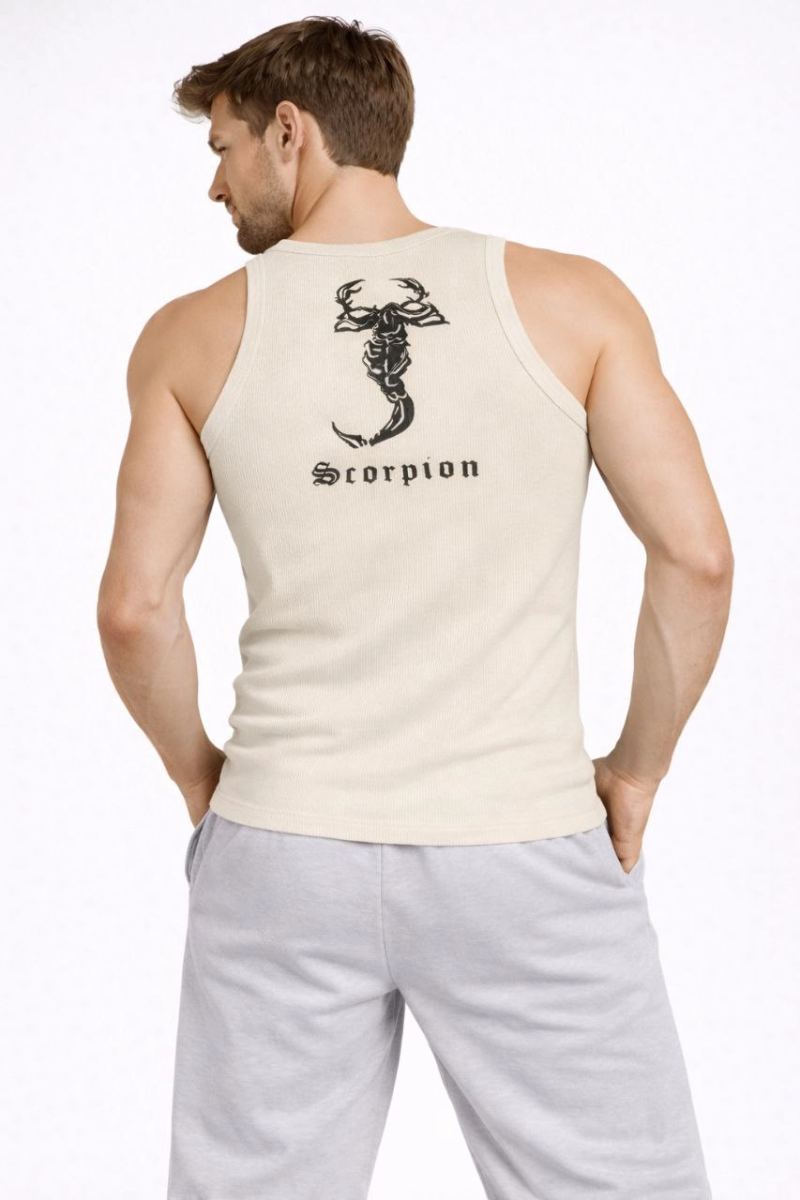 vlmrtr-9454_69844f82a05d0-50813340-sw853sh1280-1jwig2ky.jpg Erkek Fitilli Atlet Sıfır Yaka Slim Fit Arka Baskılı Spor Atlet - Krem - Görsel 1