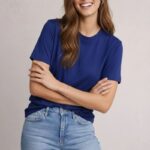 Kadın Tişört Osy Modal yumuşak dokulu Kumaş Bisiklet Yaka T-shirt - Lacivert