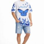 Asit Yıkamalı Oversize T-Shirt Bisiklet Yaka T-shirt - Beyaz