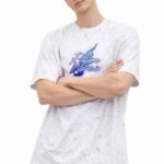 Asit Yıkamalı Oversize T-Shirt Bisiklet Yaka T-shirt - Beyaz