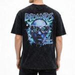 Asit Yıkamalı Oversize T-Shirt Bisiklet Yaka T-shirt - Siyah