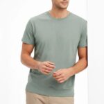 Erkek Bisiklet Yaka Yazlık Kısa kol Düz Tişört Regular Kalıp T-shirt - Mint Yeşili
