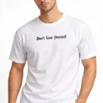 Wafıl Kumaş T-Shirt Regular Kalıp Bisiklet Yaka Baskılı T-Shirt - Beyaz