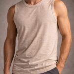 Erkek Flamlı Kumaş Kolsuz Atlet Günlük Fitness Spor T-Shirt - Taş