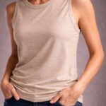 Flamlı Kumaş Kolsuz Atlet Fitness Spor T-Shirt - Taş