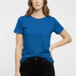Kadın T-Shirt Bisiklet Yaka Slim Fit Likralı Tişört Yazlık Basic Body - İndigo