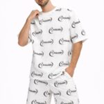 Oversize Ön ve Arka Baskılı T-Shirt Şort ikili Takım Kombin - Beyaz