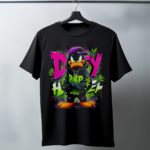 Daffy Duck Graffiti Baskılı Siyah T-Shirt - 24/1 Penye Pamuklu